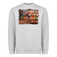 Heather Grey deer hunting target american flag  background Heavyweight Sweatshirt - BarkalooDesign