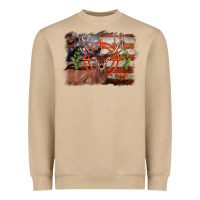 Mushroom deer hunting target american flag  background Heavyweight Sweatshirt - BarkalooDesign
