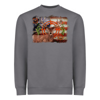 Storm deer hunting target american flag  background Heavyweight Sweatshirt - BarkalooDesign