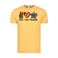 Vintage Mustard Peace Love Fireworks Vintage Tee - Jasminsmagicworld