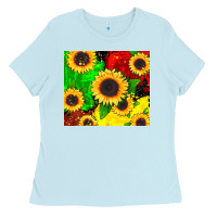Baby Blue juneteenth sunflowers Ladies Tee - CowGirlArtShop