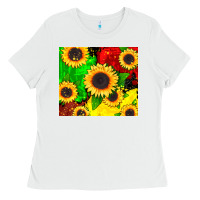 White juneteenth sunflowers Ladies Tee - CowGirlArtShop