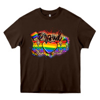 Chocolate Brown Proud Mom leopard Heavy Core Tee - NancyCooperArtShop