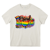 Cream Proud Mom leopard Heavy Core Tee - NancyCooperArtShop