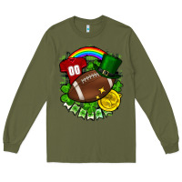 Army Green St. Patrick's Day American Football Long Sleeve Tee - FaDigitalArtStudio