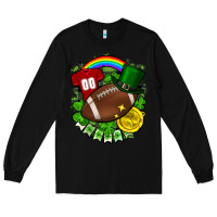 Black St. Patrick's Day American Football Long Sleeve Tee - FaDigitalArtStudio