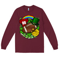 Burgundy St. Patrick's Day American Football Long Sleeve Tee - FaDigitalArtStudio