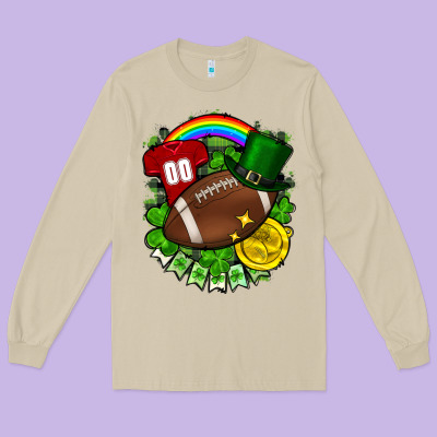 St. Patrick's Day American Football Long Sleeve Tee Designed By Fadigitalartstudio