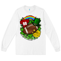White St. Patrick's Day American Football Long Sleeve Tee - FaDigitalArtStudio