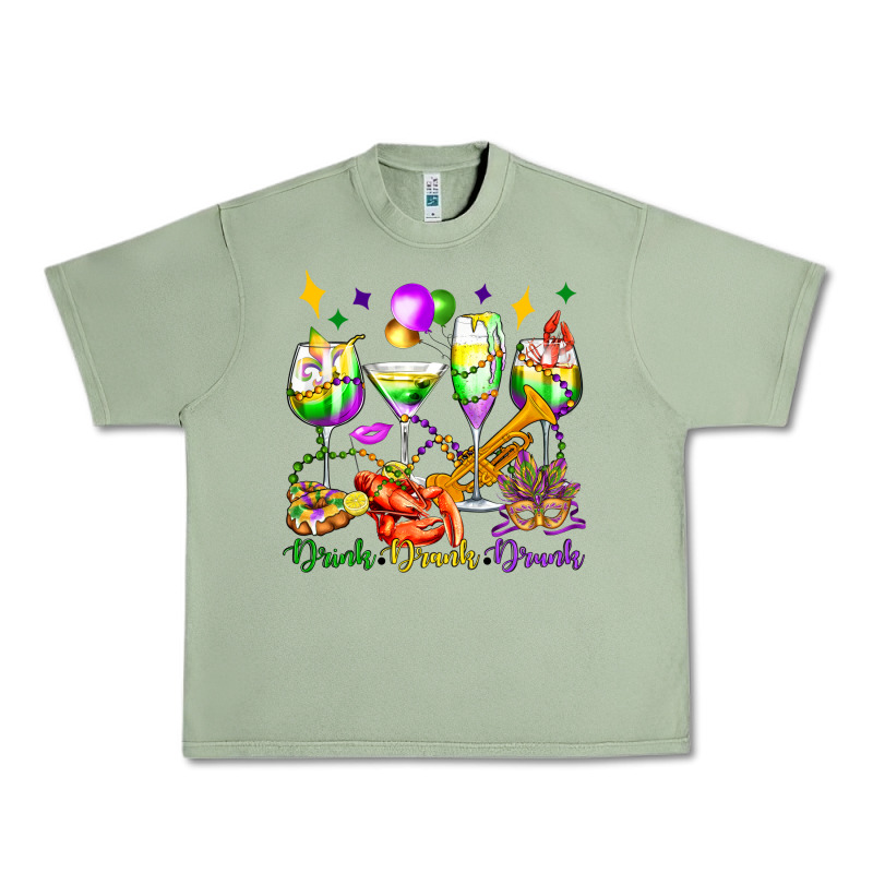 Drink Drank Drunk Mardi Gras Wine Glasses Olivia Urban Heavy Tee by OliviaCreatesArt | Teevron