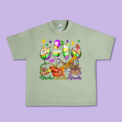 Drink Drank Drunk Mardi Gras Wine Glasses Olivia Urban Heavy Tee Designed By Oliviacreatesart