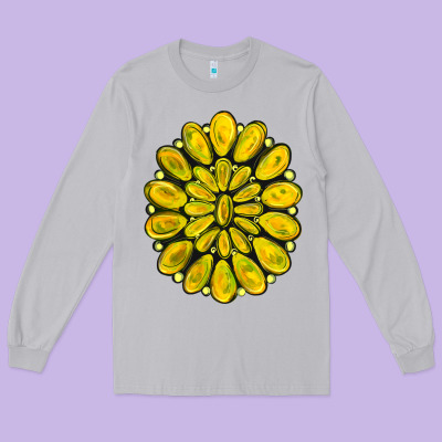 Yellow  Gemstone Jewelny Long Sleeve Tee Designed By Ranaportraitstore