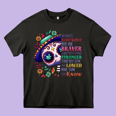 You Are Braver Than You Think Sugar Skull Heavy Core Tee Designed By Nancycooperartshop