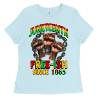 Baby Blue juneteenth free ish since 1865 Ladies Tee - CowGirlArtShop