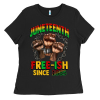 Black juneteenth free ish since 1865 Ladies Tee - CowGirlArtShop