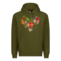 Army Green merry Christmas heart Premium Hoodie - CowhideDigitalArt