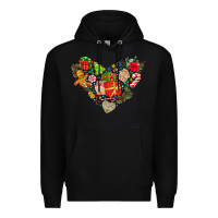 Black merry Christmas heart Premium Hoodie - CowhideDigitalArt