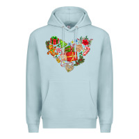 Blue Mist merry Christmas heart Premium Hoodie - CowhideDigitalArt