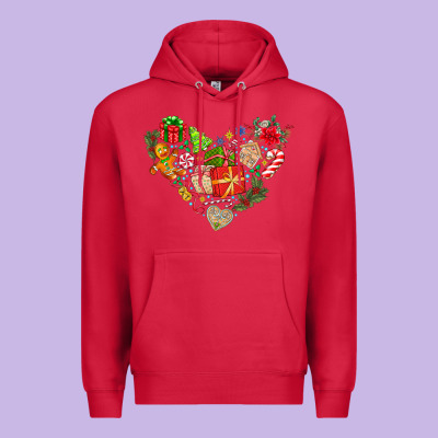 Merry Christmas Heart Premium Hoodie Designed By Cowhidedigitalart