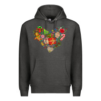 Charcoal Heather merry Christmas heart Premium Hoodie - CowhideDigitalArt