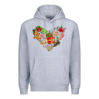 Heather Grey merry Christmas heart Premium Hoodie - CowhideDigitalArt