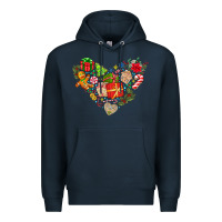Navy merry Christmas heart Premium Hoodie - CowhideDigitalArt