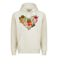Oatmeal Heather merry Christmas heart Premium Hoodie - CowhideDigitalArt