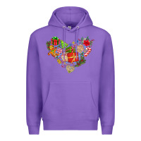 Purple merry Christmas heart Premium Hoodie - CowhideDigitalArt