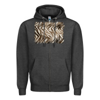 Charcoal Heather brown zebra pattern background Zipper Hoodie - BarkalooDesign