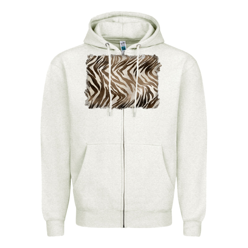 Brown Zebra Pattern Background Zipper Hoodie by BarkalooDesign | Teevron