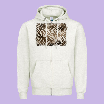 Brown Zebra Pattern Background Zipper Hoodie Designed By Barkaloodesign