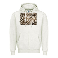 Oatmeal Heather brown zebra pattern background Zipper Hoodie - BarkalooDesign