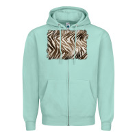 Seafoam brown zebra pattern background Zipper Hoodie - BarkalooDesign