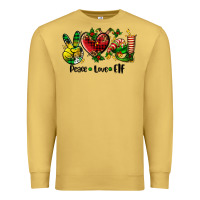 Antique Gold peace love  elf Premium Sweatshirt - AdoDesignShop