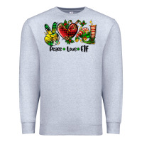 Heather Grey peace love  elf Premium Sweatshirt - AdoDesignShop