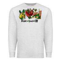 Oatmeal Heather peace love  elf Premium Sweatshirt - AdoDesignShop