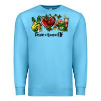 Ocean Blue peace love  elf Premium Sweatshirt - AdoDesignShop