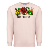 Pale Pink peace love  elf Premium Sweatshirt - AdoDesignShop