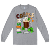 Heather Grey Irish coffee St. Patrick's Day Long Sleeve Tee - FaDigitalArtStudio