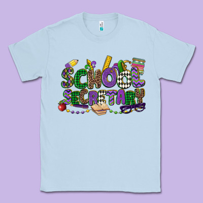School Secretary Mardi Gras Classic Tee Designed By Cowgirlartshop