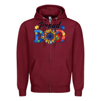 Burgundy proud dad autism Zipper Hoodie - BarkalooDesign