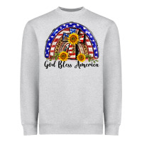 Heather Grey god bless america  rainbow Heavyweight Sweatshirt - BarkalooDesign