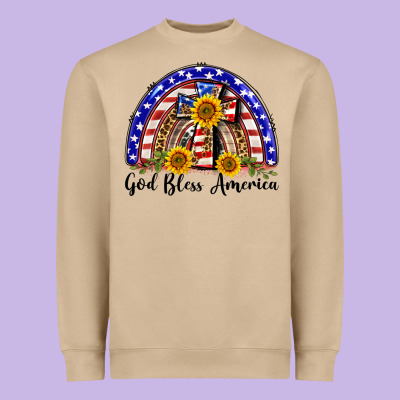 God Bless America  Rainbow Heavyweight Sweatshirt Designed By Barkaloodesign