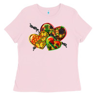 Bubblegum Pink juneteenth hearts Ladies Tee - CowGirlArtShop