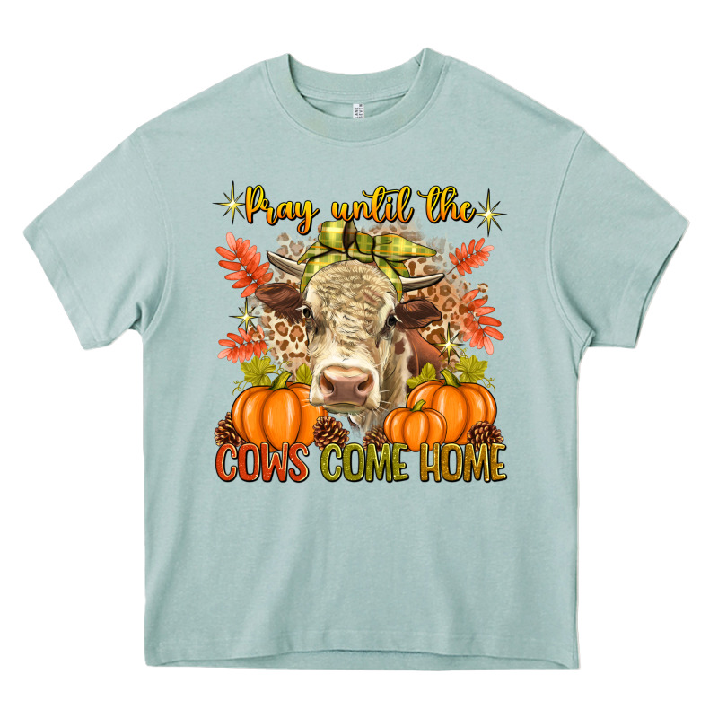Pray Till The Cows Come Home Heavy Core Tee by texasbilliewilder | Teevron