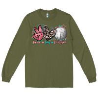 Army Green Peace Love Volleyball Long Sleeve Tee - FaDigitalArtStudio