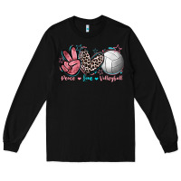 Black Peace Love Volleyball Long Sleeve Tee - FaDigitalArtStudio