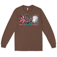 Chestnut Peace Love Volleyball Long Sleeve Tee - FaDigitalArtStudio