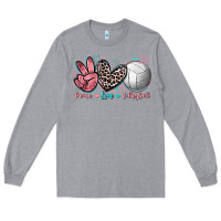 Heather Grey Peace Love Volleyball Long Sleeve Tee - FaDigitalArtStudio