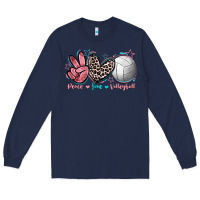 Navy Peace Love Volleyball Long Sleeve Tee - FaDigitalArtStudio
